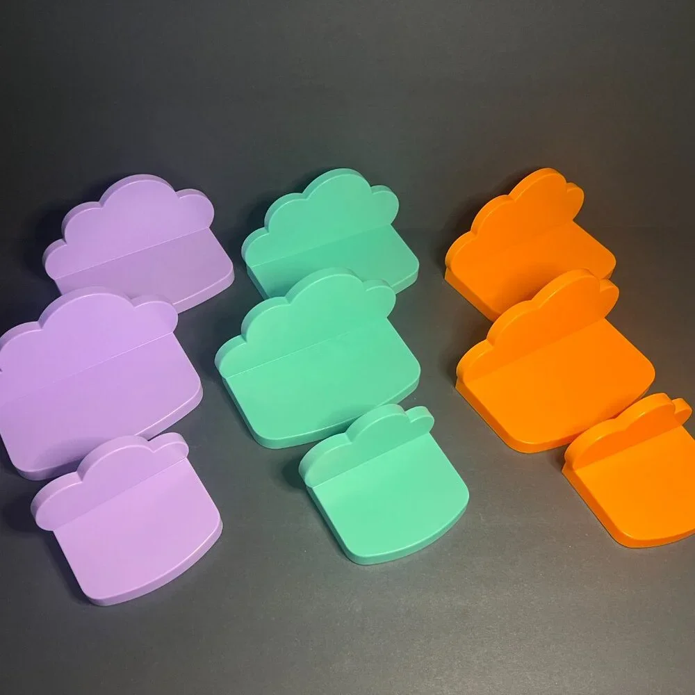 Set of 9 Colorful ABS Plastic Wavy Cloud Shaped Wall Mount Floating Shelves